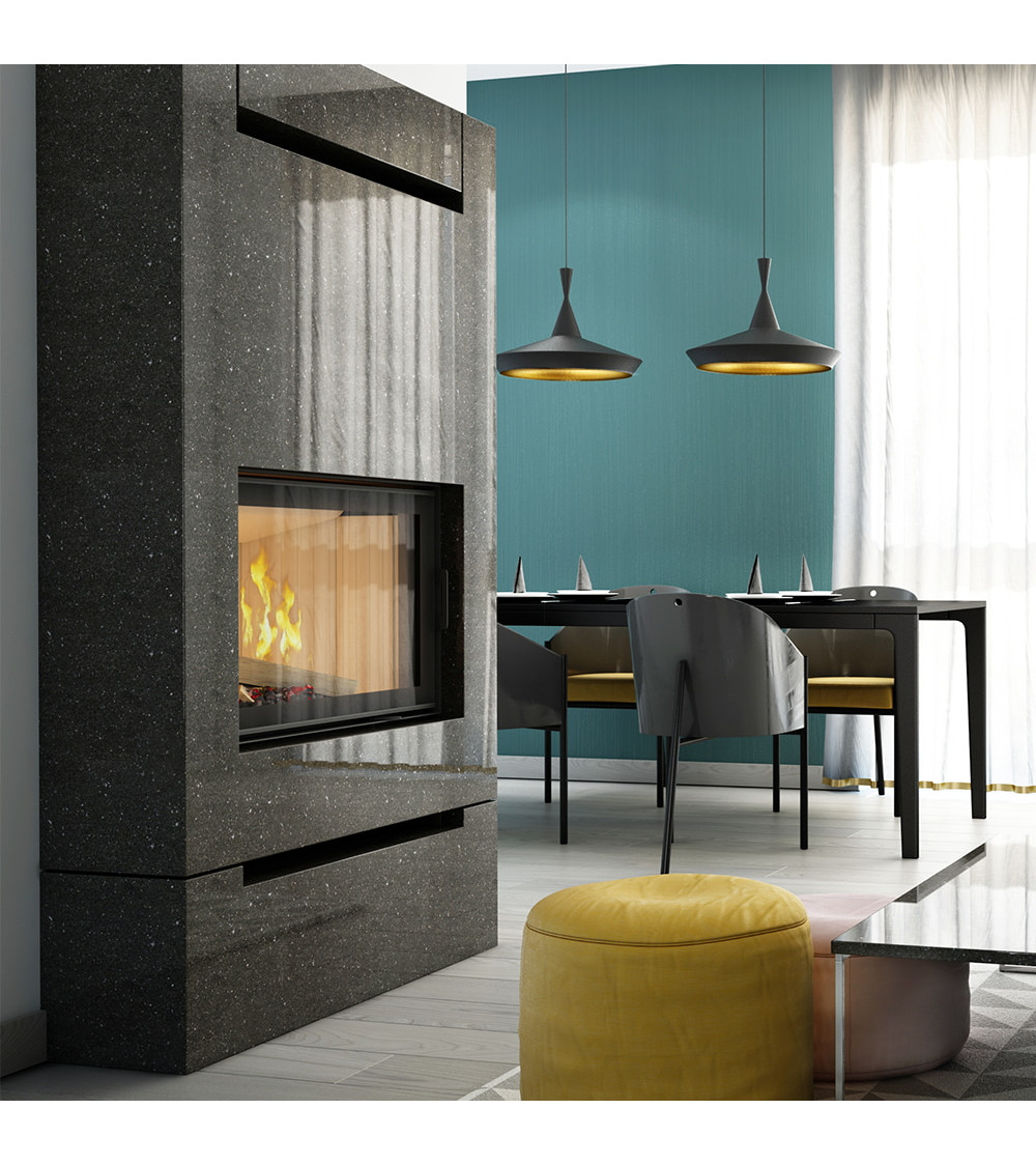 Kominek powietrzny stalowy NADIA 12 kW Ø 200 marki Kratki z kategorii Wkłady kominkowe powietrzne