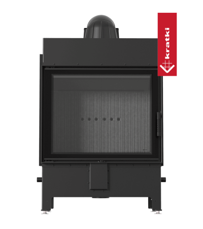 Kominek powietrzny stalowy KRATKI LUCY 15 kW Ø 200 czarne wyłożenie z domykaniem marki Kratki z kategorii Wkłady kominkowe powietrzne