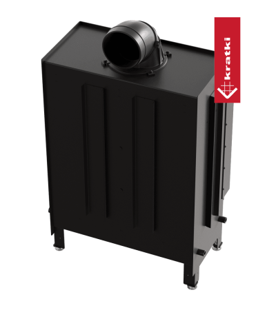 Kominek powietrzny stalowy KRATKI LUCY 15 kW Ø 200 czarne wyłożenie z domykaniem marki Kratki z kategorii Wkłady kominkowe powietrzne