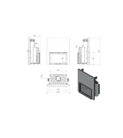 Kominek powietrzny żeliwny KRATKI OLIWIA 16 kW Ø 200 gilotyna marki Kratki z kategorii Wkłady kominkowe powietrzne