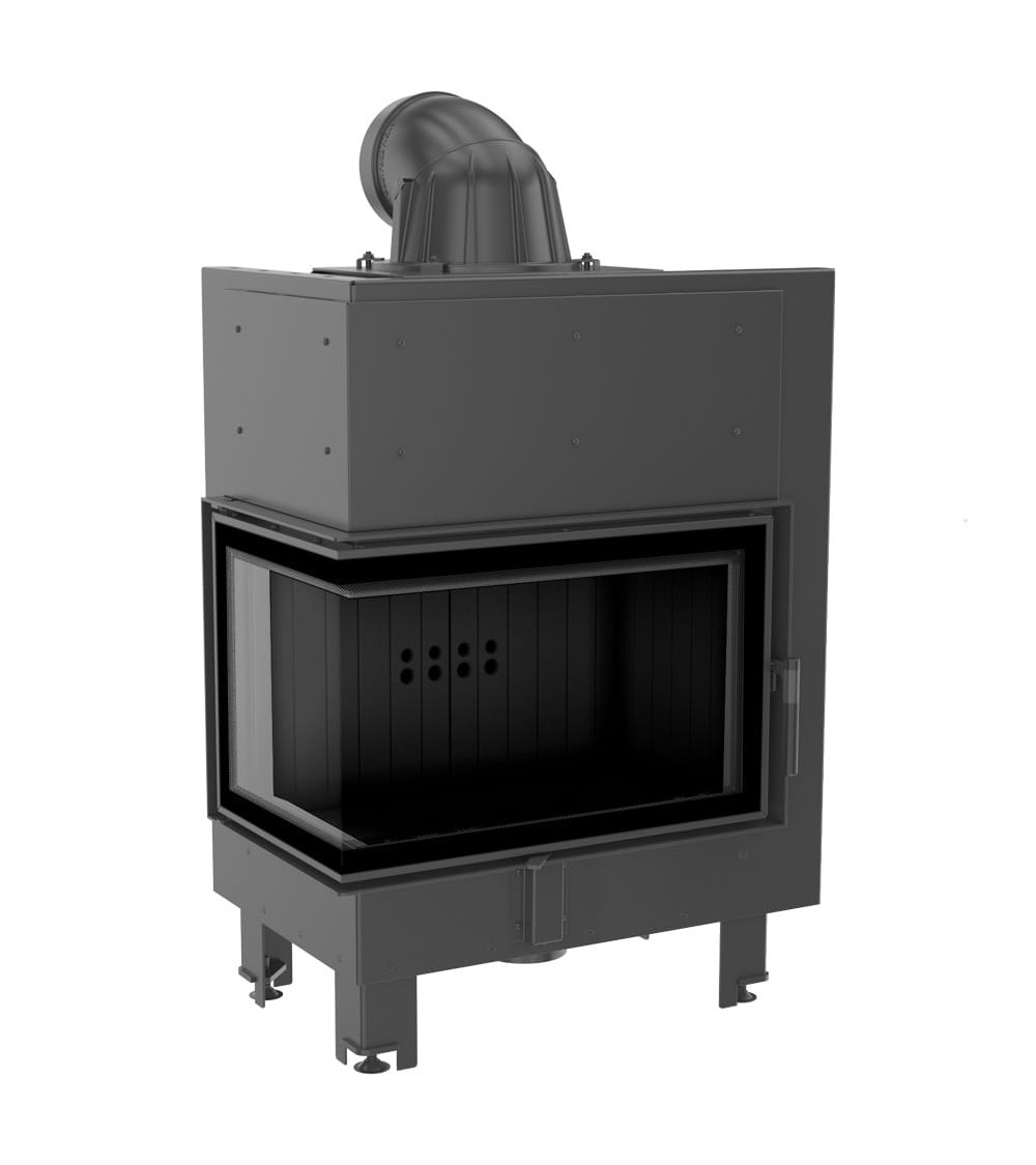 Kominek powietrzny KRATKI MBM lewy BS 10 kW Ø 200 gięta szyba czarne wyłożenie marki Kratki z kategorii Wkłady kominkowe powietrzne