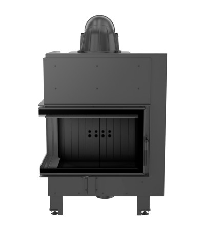 Kominek powietrzny KRATKI MBM lewy BS 10 kW Ø 200 gięta szyba czarne wyłożenie marki Kratki z kategorii Wkłady kominkowe powietrzne