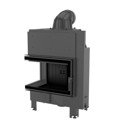 Kominek powietrzny KRATKI MBM lewy BS 10 kW Ø 200 gięta szyba czarne wyłożenie marki Kratki z kategorii Wkłady kominkowe powietrzne