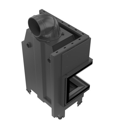 Kominek powietrzny KRATKI MBM lewy BS 10 kW Ø 200 gięta szyba czarne wyłożenie marki Kratki z kategorii Wkłady kominkowe powietrzne