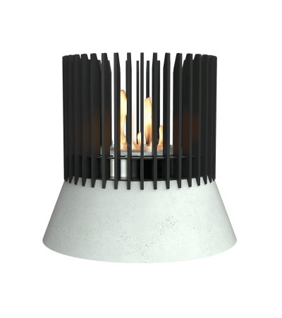 Biokominek wolnostojący RIBO czarny - podstawa beton architektoniczny biały