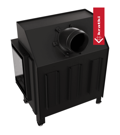Kominek KRATKI ZIBI ECO 9,9 kW Ø 180 narożny prawy z czarnym wyłożeniem marki Kratki z kategorii Wkłady kominkowe
